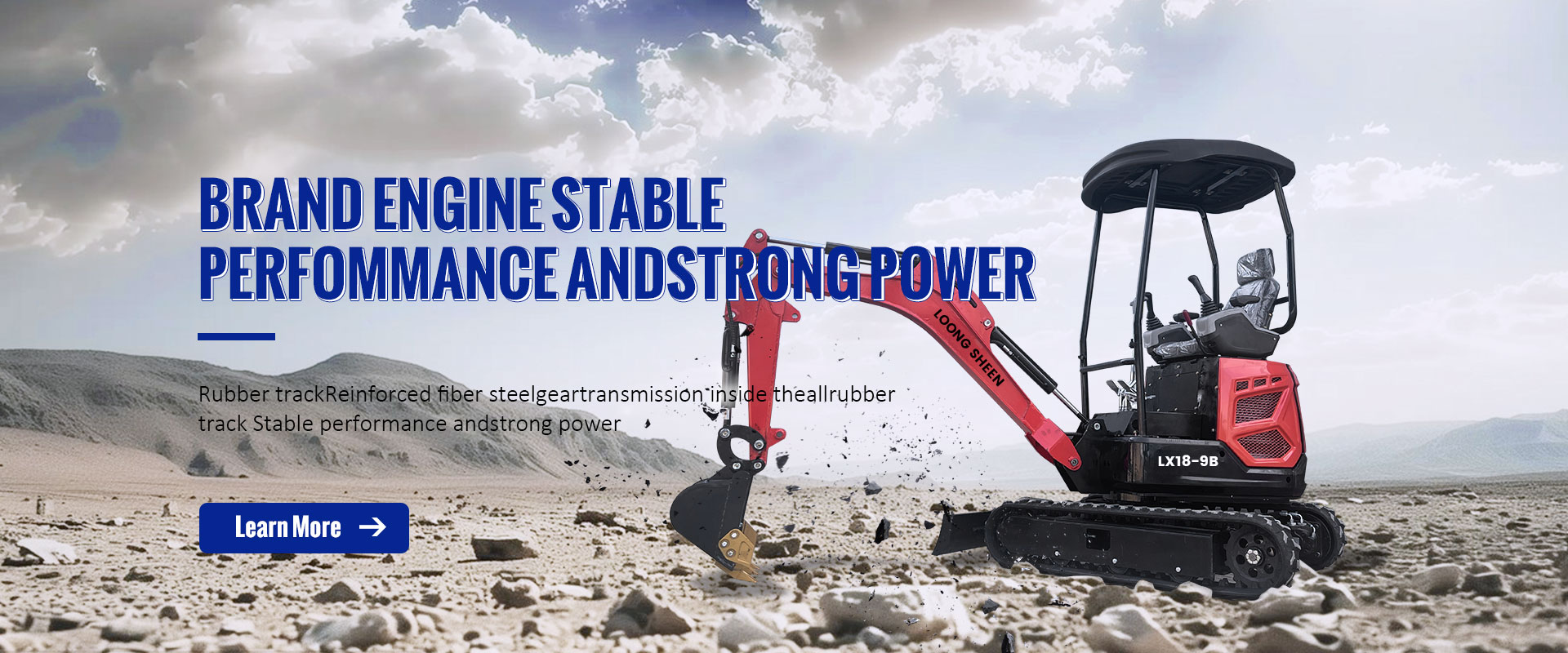Loongsheen mini excavator digger with stable engine power and reinforced rubber tracks