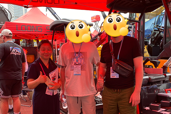 Loongsheen construction equipment expo booth with excavator digger models