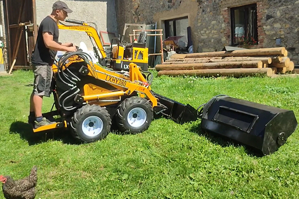 Mini dumper and compact loader demo for construction site material handling