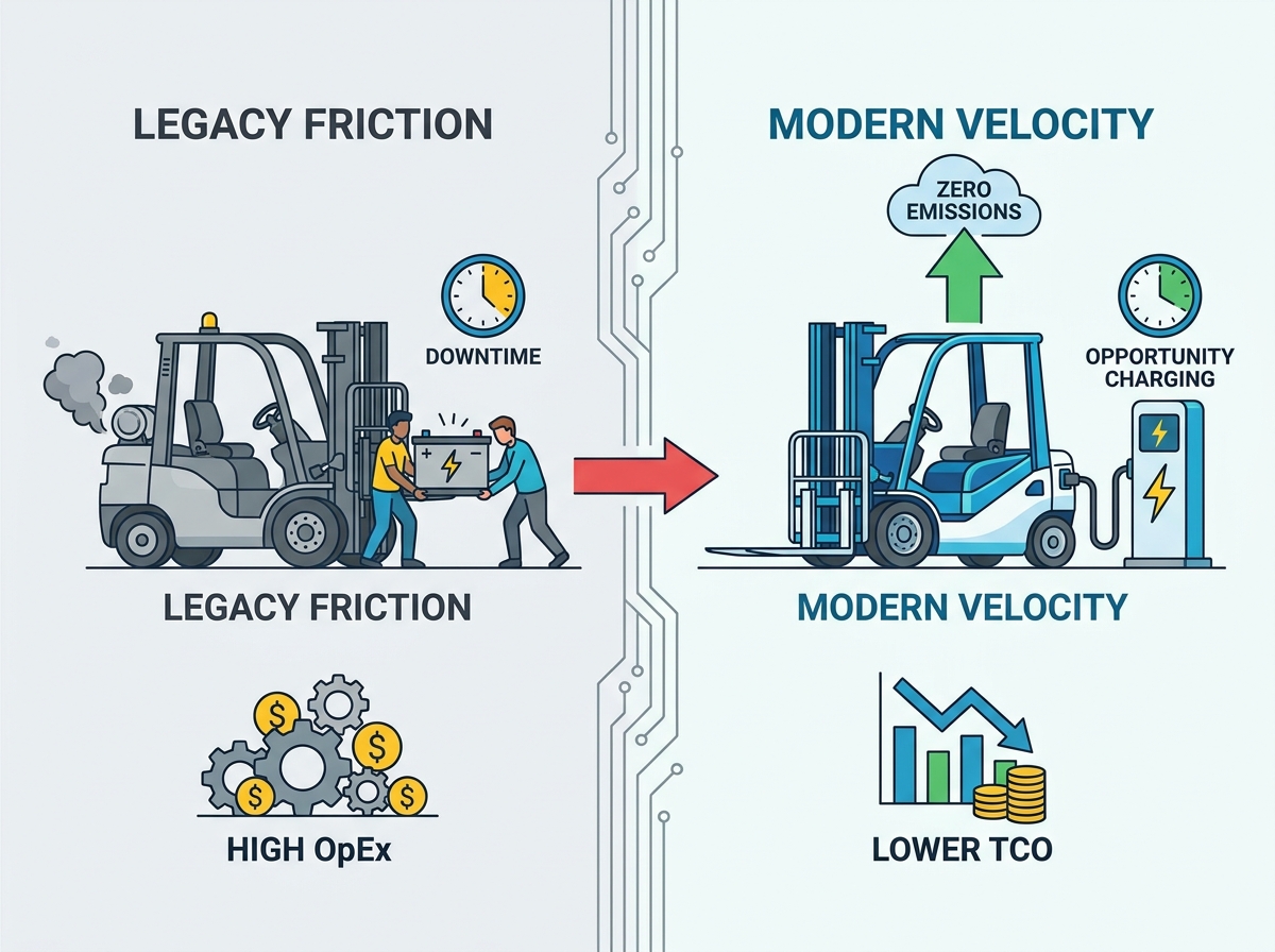Modern factory production line assembling advanced electric material handling equipment
